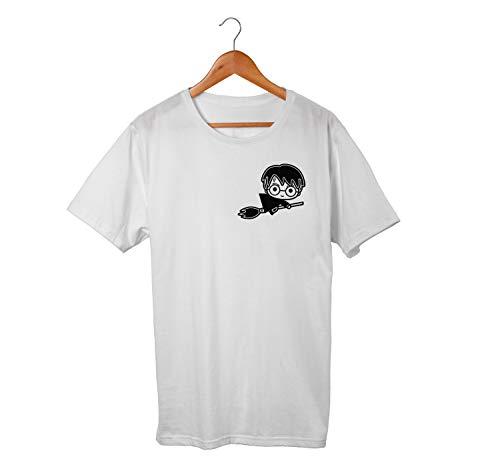 Camiseta Unissex Geek Filme Harry Potter Vassoura Nerd 100% Algodão (Branco, P)