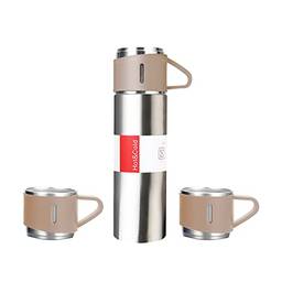 Qudai Garrafa térmica isolada 500L com 2 xícaras extras Caneca de viagem de café de aço inoxidável à prova de vazamento Copo de garrafa esportivo para bebidas quentes e frias
