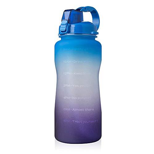 Fdrirect Garrafa de água de 2 litros com marca de tempo para beber, garrafa de água motivacional com canudo e alça, grande jarro de água sem BPA para ginástica esportiva,Gradiente