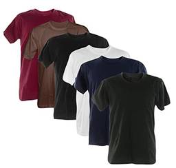 Kit 6 Camisetas 100% Algodão (Vinho, Marrom, Preto, branco, marinho, Musgo, P)