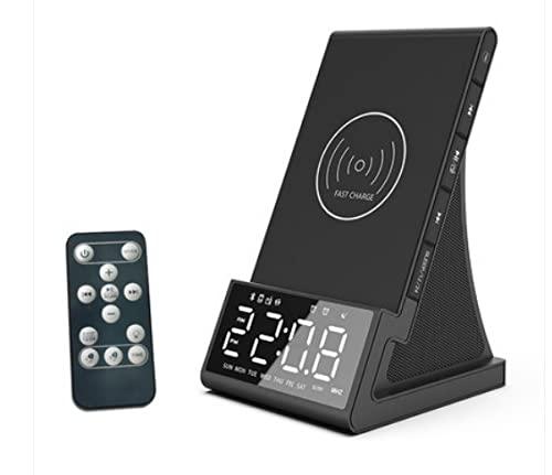 NUTOT Rádio com despertador Relógio despertador digital com Canal FM Áudio Bluetooth Relógio despertador de carregamento sem fio