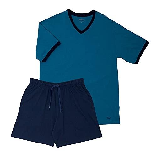 Pijama Alg M.Curta Gola V, Mash, Masculino, Azul Escuro, G