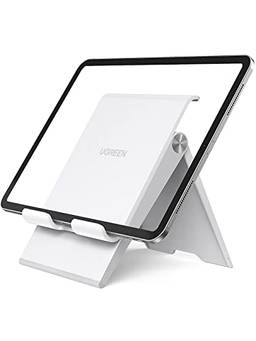 UGREEN Suporte de tablet para mesa ajustável, suporte dobrável para mesa, base de carregamento compatível com telefones, iPad, iPad Pro 12,9, 11, 10,5, 9,7 Air Mini 5 4 3 2 branco