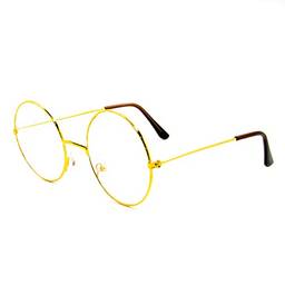 Óculos Redondo Armação Trend Hp Unissex Com Lente Sem Grau (Dourado)