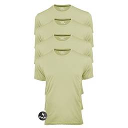 Kit 4 Camisetas Masculinas Básica Lisa Slim Algodão 30.1 Premium Cor:Amarelo:Amarelo:Amarelo:Amarelo;Tamanho:P