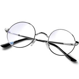 Óculos de luz azul masculino feminino, Óculos Anti-fadiga Oculos para computador telefone Proteção UV400 Armação Metal Redonda Unissex