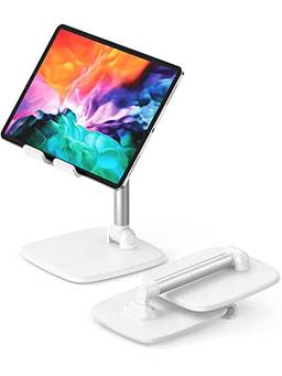 UGREEN Suporte de tablet ajustável para mesa de trabalho suporte dobrável para celular para mesa portátil Riser compatível com iPad Pro 9.7, 10.5, 11,12.9 Air Mini 5 4 3 2, E-Reader, branco
