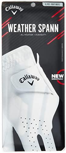 Callaway Golf Men's Weather Spann Luva de golfe sintética japonesa premium (médio/grande, duas unidades, branca, usada na mão direita)