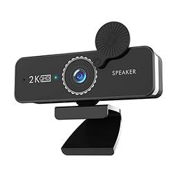 Queenser 1440P HD Webcam Webcam de computador com microfone USB PC Web Camera grande angular de 120 graus com alto-falantes duplos Unidade gratuita para gravação de chamadas em conferência para jogos