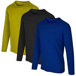 KIT 3 Camisetas Proteção Solar Permanente UV50+ Tecido Gelado – Slim Fitness – M Marinho - Caramelo - Preto