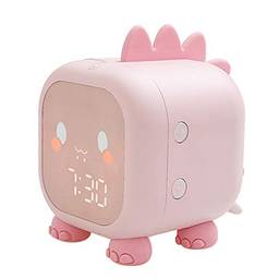 Tomshin Despertador digital infantil Luzes noturnas Sleep Trainier 2 Alarmes 6 Toques Tempo Temperatura Display Controle de som Função de soneca com bateria recarregável de 1500mAh Relógio de luz para