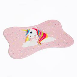 Tapete Pet para Comedouro de Cachorro e Gato Jogo Americano fixador Anti Derrapante Facil de Limpar Lavavel (Unicornio Rosa)