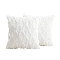 FAKEME Pacote com 2 capas decorativas de veludo de lã curta macia de pelúcia luxuosa capa de almofada para sofá quarto, rosa
