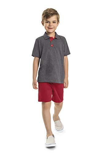 Camisa Infantil Polo Manga Curta, Quimby, Meninos, Mescla Preto, 01
