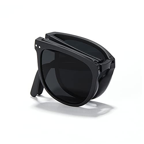 Cyxus Óculos de Sol Dobráveis para Mulheres/Homens, Oculos Dobráveis com Proteção UV de Lente Polarizada Armação TR90 Ultraleves (5-lentes pretas armação preta 1037)