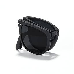 Cyxus Óculos de Sol Dobráveis para Mulheres/Homens, Oculos Dobráveis com Proteção UV de Lente Polarizada Armação TR90 Ultraleves (0-Lentes pretas com armação preta fosca)