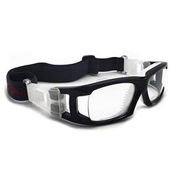 Óculos de esportes profissionais Óculos de proteção de segurança Óculos de basquete para homens e juventude Moldura quadrada com alça ajustável para basquete Futebol Voleibol Hóquei Rúgbi Quadro transparente azul preto