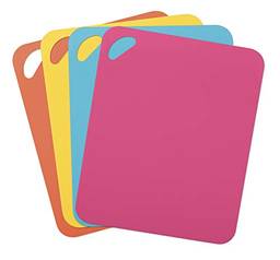 Dexas Conjunto de quatro tábuas de corte flexíveis Grippmat 6554PK4WP, 29,2 x 35,5 cm, azul brilhante, amarelo, laranja e rosa