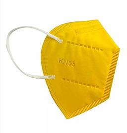 Máscaras KN95 Amarela Adultas com ANVISA Fabricada no BRASIL - Embaladas de 10 em 10 - Kit de 10, 20, 30, 40, 50, 100 Unidades - BFE > 98% - FPP2 PFF2 - SOS Mascaras - FBA (30)