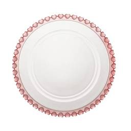 LYOR Coração Prato para Sobremesa de Cristal, Transparente/Rosa, 20 cm