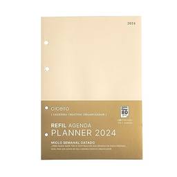 Refil Caderno Criativo Argolado 80 Fls Pólen 80G Agenda Planner 2024 Semanal 17X24, Cicero