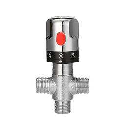 Tomshin Válvula misturadora termostática ajustável para banheiro em latão Válvula de controle de temperatura de mistura de água quente/fria para aquecedor de água doméstico