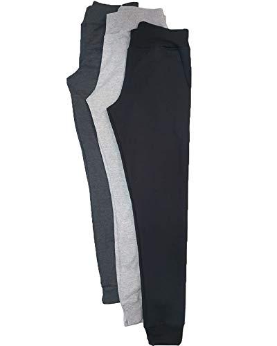 kit 3 calças moletom feminino flanelado skinny esporte (preto, cinza mescla e cinza grafite, m)