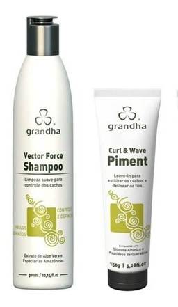 Grandha Vector Force Shampoo 300ml + Grandha Curl & Wave Piment 150g Leave-in Ativador De Cachos