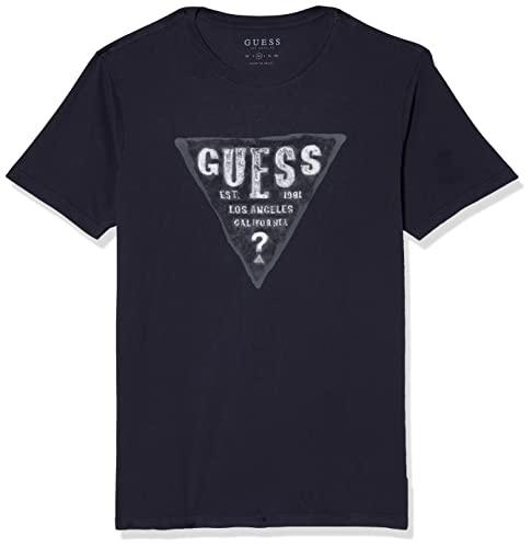 T-Shirt Triangulo Flocado, Guess, Masculino, Azul Escuro, M