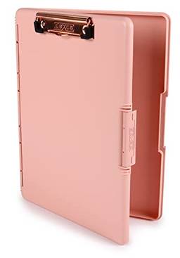 Dexas Prancheta de armazenamento Slimcase 2 com abertura lateral, 32 x 24 cm, rosa blush com clipe de ouro rosa 3517R-196
