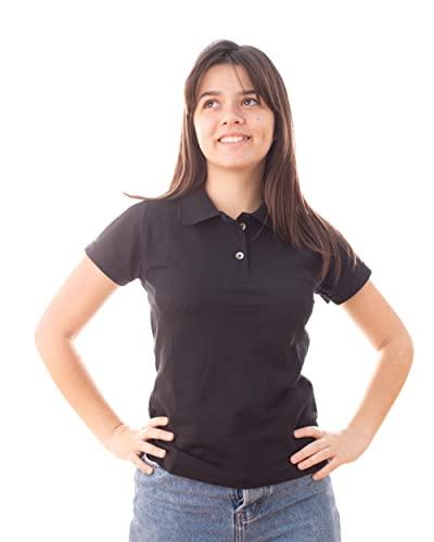 Camisa Gola Polo Feminina (M, Preta)
