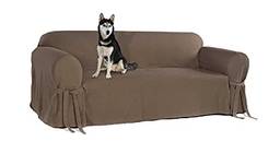 Capa para Sofá de 3 lugares até 2,10m em Gorgurão Sala Lisa Confortável Resistente Pets Cachorro Gato Lar Cor:Marrom
