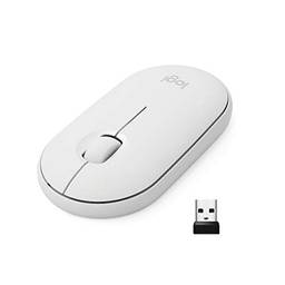 Mouse sem fio Logitech Pebble M350 com Conexão USB ou Bluetooth, Clique Silencioso, Design Slim Ambidestro e Pilha Inclusa - Branco