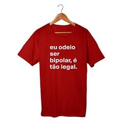 Camiseta Unissex Bipolar Frases Engraçadas Humor 100% Algodão Premium (Bordô, G)