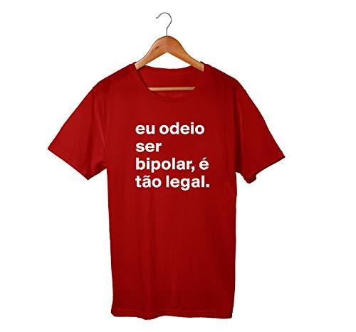 Camiseta Unissex Bipolar Frases Engraçadas Humor 100% Algodão Premium (Bordô, P)