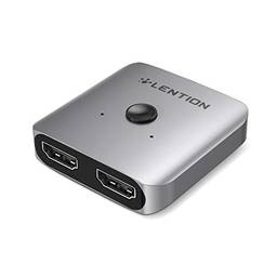 LENTION 2 x 1/1 x 2 interruptor HDMI de alumínio bidirecional 4K/60Hz, sem necessidade de alimentação externa compatível com Windows, Mac, Chrome, Linux, HDTV, TV Box, mais (CB-S32, cinza espacial)