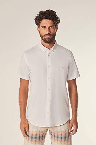 Camisa Manga Curta Oxford Color, Reserva, Masculino, Branco/Branco, G