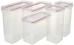 Kit Potes de Plástico para Mantimentos Herméticos com Travas, 05 unidades, Plasútil