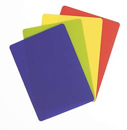 Dexas Conjunto de quatro tábuas de corte flexíveis Grippmat resistentes, 20 x 28 cm, azul, verde, amarelo, vermelho, 6014PK