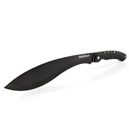 Sheffield 12145 McCall Facão de sobrevivência lâmina Kukri de 21,5 cm com bainha, faca de sobrevivência para todos os fins, faca para limpeza, faca de acampamento, emaranhado, preto