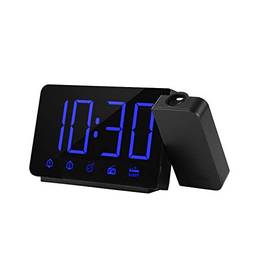 KKmoon Projetor Despertador 180 ° Projetor com Rádio FM Função Snooze 4 Dimmer Dual Alarm USB Charging Relógio Digital 12H/24H para Quartos