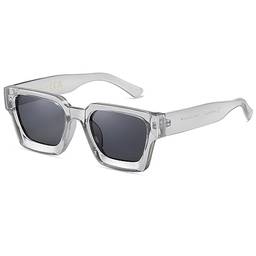 SHEEN KELLY Óculos de sol retrô grosso retangular grosso feminino masculino moderno quadrado tons preto armação moderna óculos dos anos 90, 8, One Size