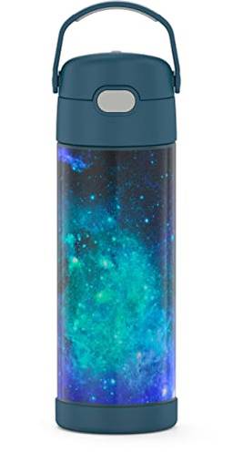 THERMOS Frasco isolado a vácuo de aço inoxidável FUNTAINER 473 g com tampa de bico largo, azul petróleo Galaxy, Modelo: F4110