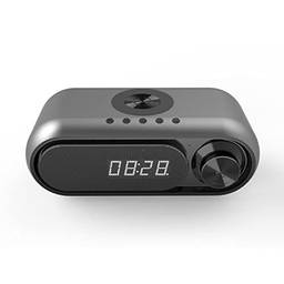 Staright Alto-falante LED Relógio digital Caixa de som multifuncional Carregador sem fio Relógio de mesa Rádio FM Dispositivo de carregamento sem fio