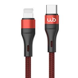 WB Cabo USB-C e Ligthning 1 metro 27W Vermelho nylon trançado compatível com Apple