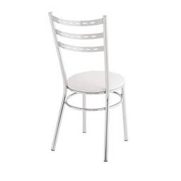 Cadeira para Cozinha Assento Estofado 402 Unimóvel Cromado/branco