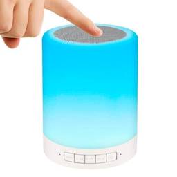 Luminária Caixa De Som Bluetooth Abajur Led Rgb Touch Sem fio Micro Sd Aux P2