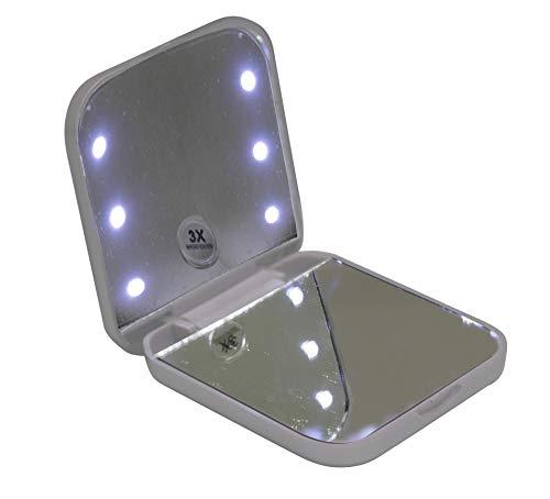 Espelho compacto e portátil Vivitar com iluminação por LED e Ampliação 3x – Branco, VIVITAR, Branco