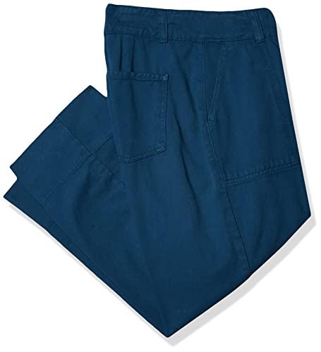 Calça Feminina Wide Leg Em Sarja De Algodão Hering, Azul, 46 Plus Size