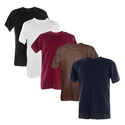 Kit 5 Camisetas 100% Algodão (PRETO, BRANCO, VINHO, MARROM, MARINHO, GG)